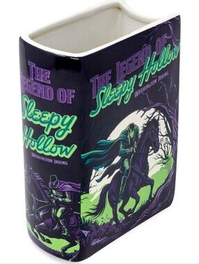 NIB Ceramic Book Vase Legend Of Sleepy Hollow Goth Horror Literary